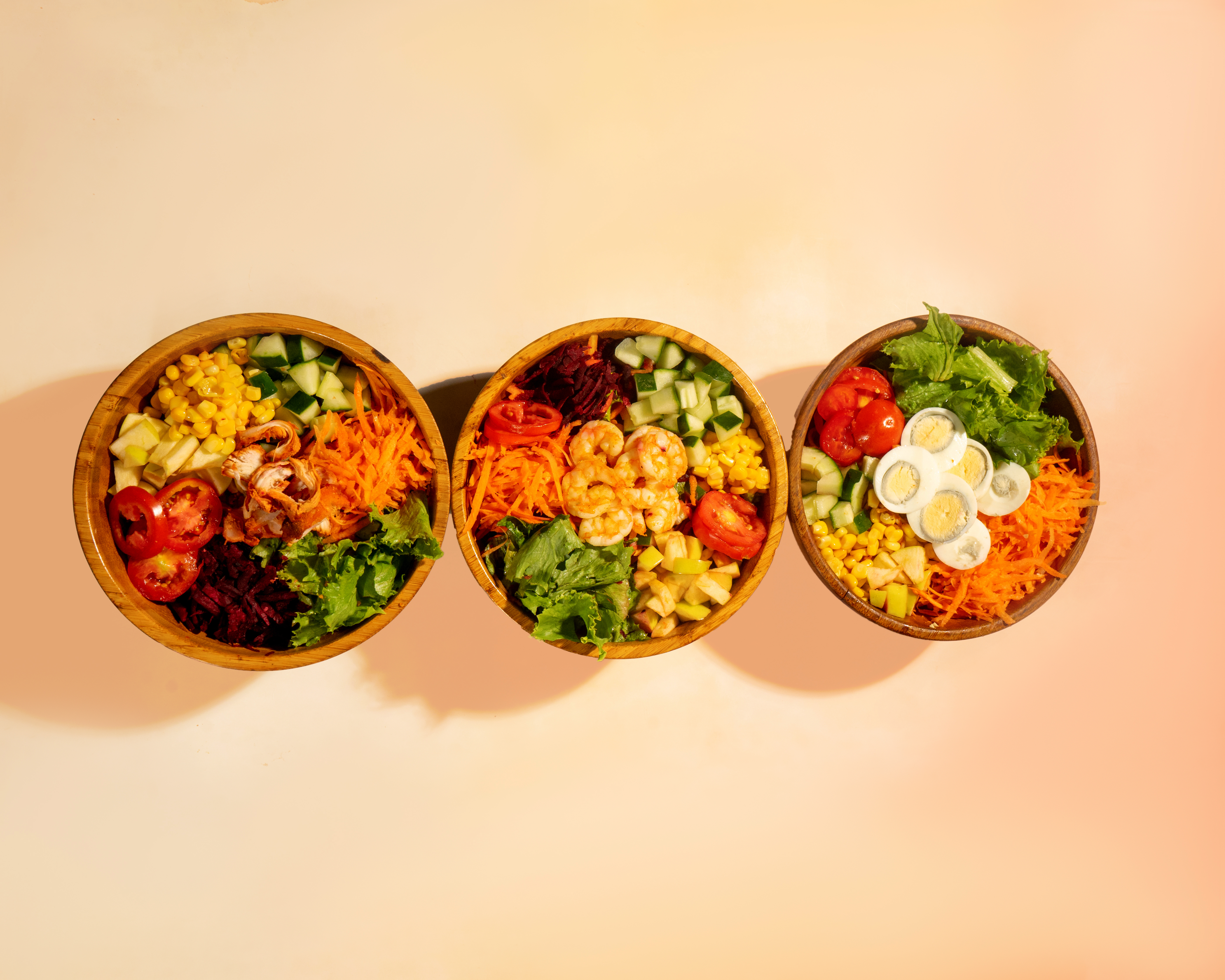 3 salads line up