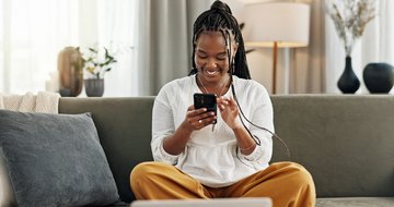 woman holding smartphone