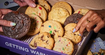 a box of cookies from Insomnia Cookies