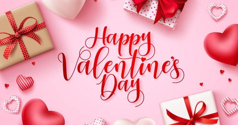 Image of hearts with text happy valentines day