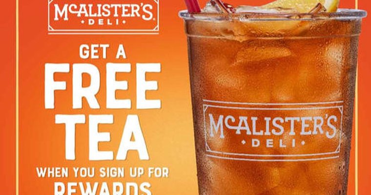 image of free tea offer at McAlister's Deli