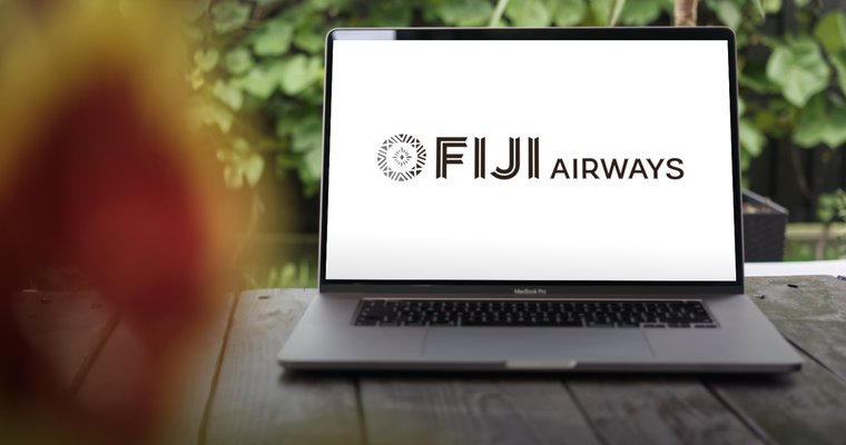 laptop displaying words Fiji Airlines
