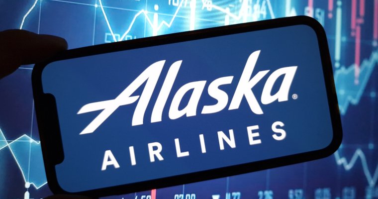 image showing Alaska Airlines logo on mobile device