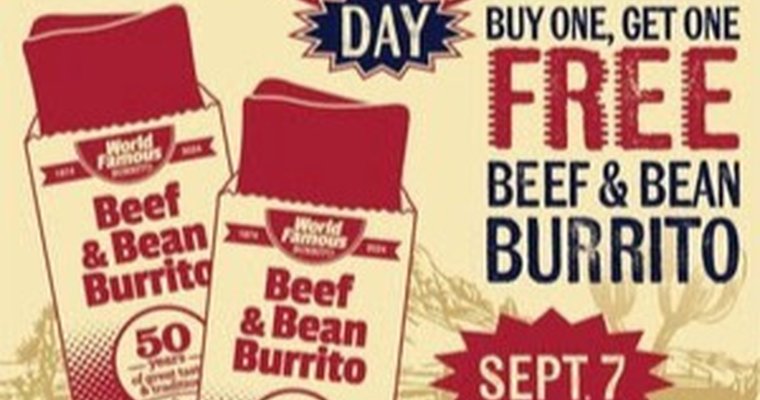 flyer with burrito BOGO offer