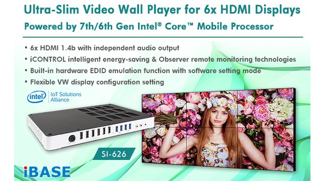 Ultra-Slim SI-626 Video Wall Player for Six High-Definition HDMI Displays