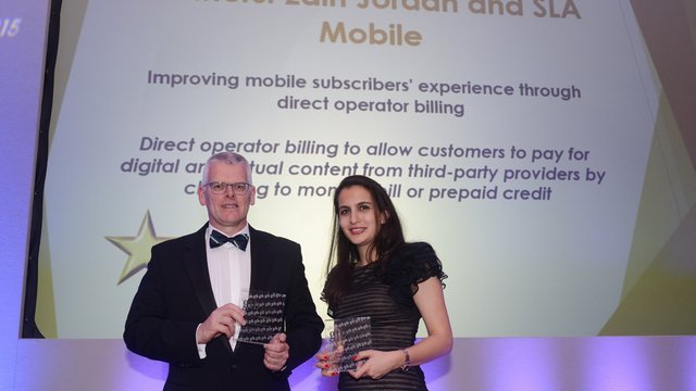 SLA Mobile and Zain win the Consumer Innovation Award at the Global Telecoms Business Innovation Awards 2015
