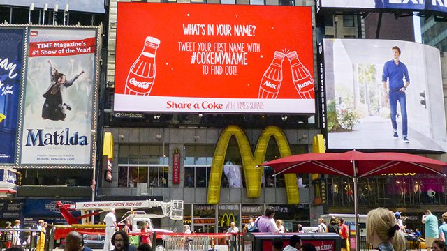 Coca-Cola taps digital signage to find out 'What's in a Name?' in Times Square
